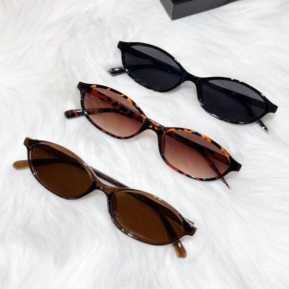 Retro Oval Sunglasses for Women 90s Design Small Cat Eye Sun Glasses UV Protecti - Picture 2 of 6